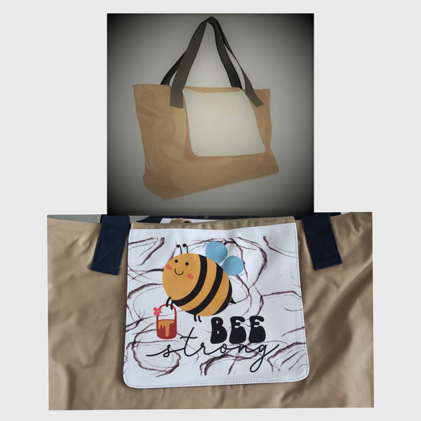 Einkaufsshopper mit süßer Biene, groß, beige